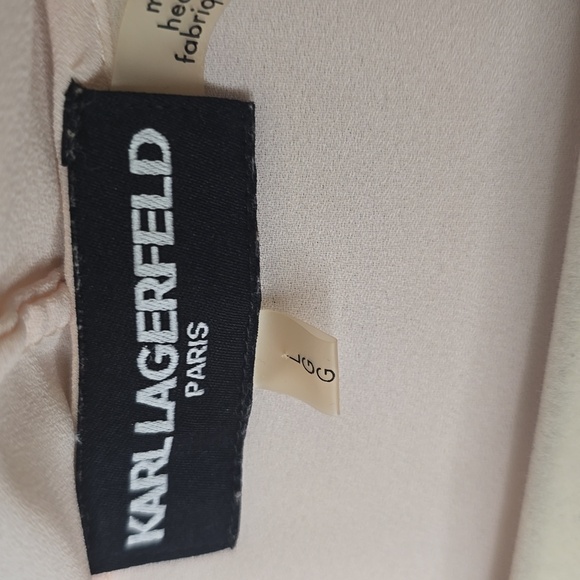Karl Lagerfeld Pale Pink Sleeveless Blouse with Mandarin Collar, Size L - Picture 3 of 4